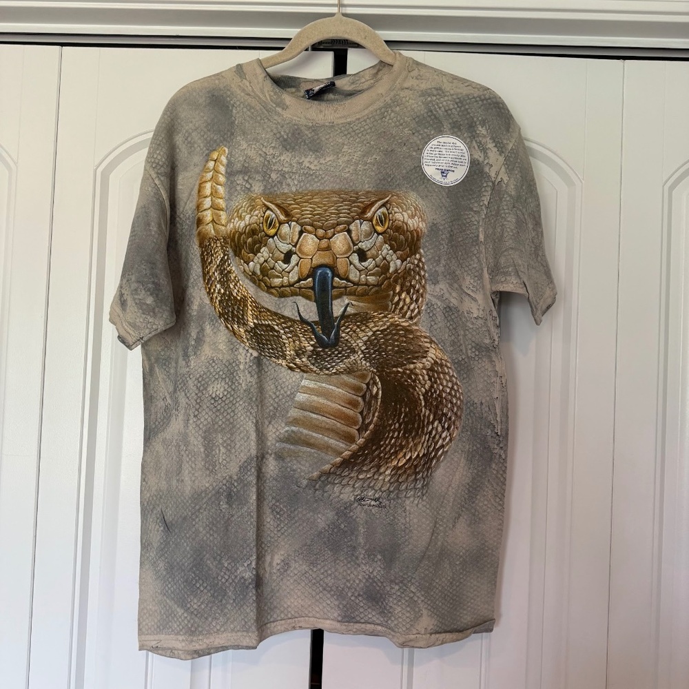 New Vintage Rattlesnake Snake AOP Graphic T-Shirt 2000s Y2K NOS All Over Print